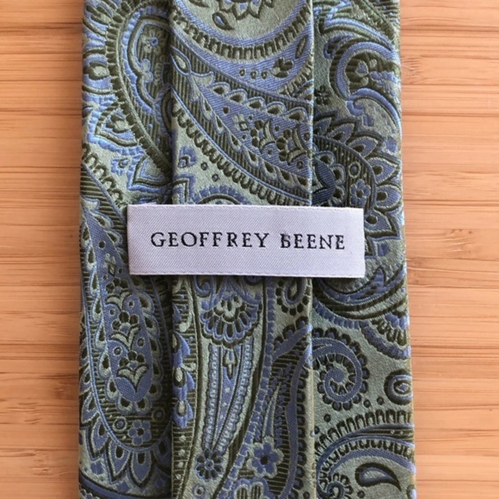 Geoffrey Beene Silk Neck Tie In Mint Green/Blue